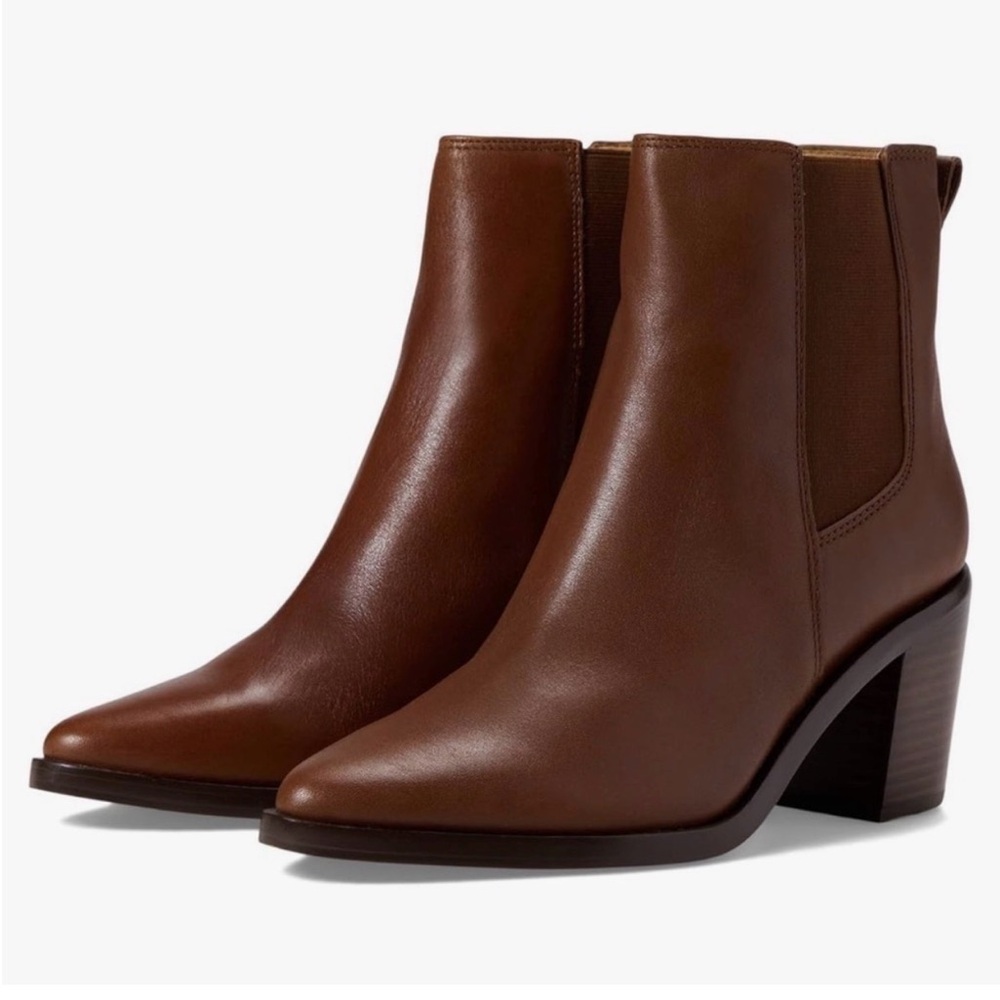 Madewell Newbury Chelsea Boot Heeled Western Apple Butter Brown Leather: 6